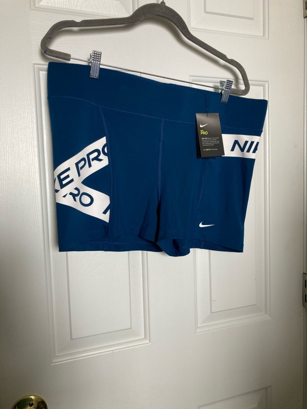 Nike Women's Pro Compression Bike Shorts in Deep Blue with White Accents